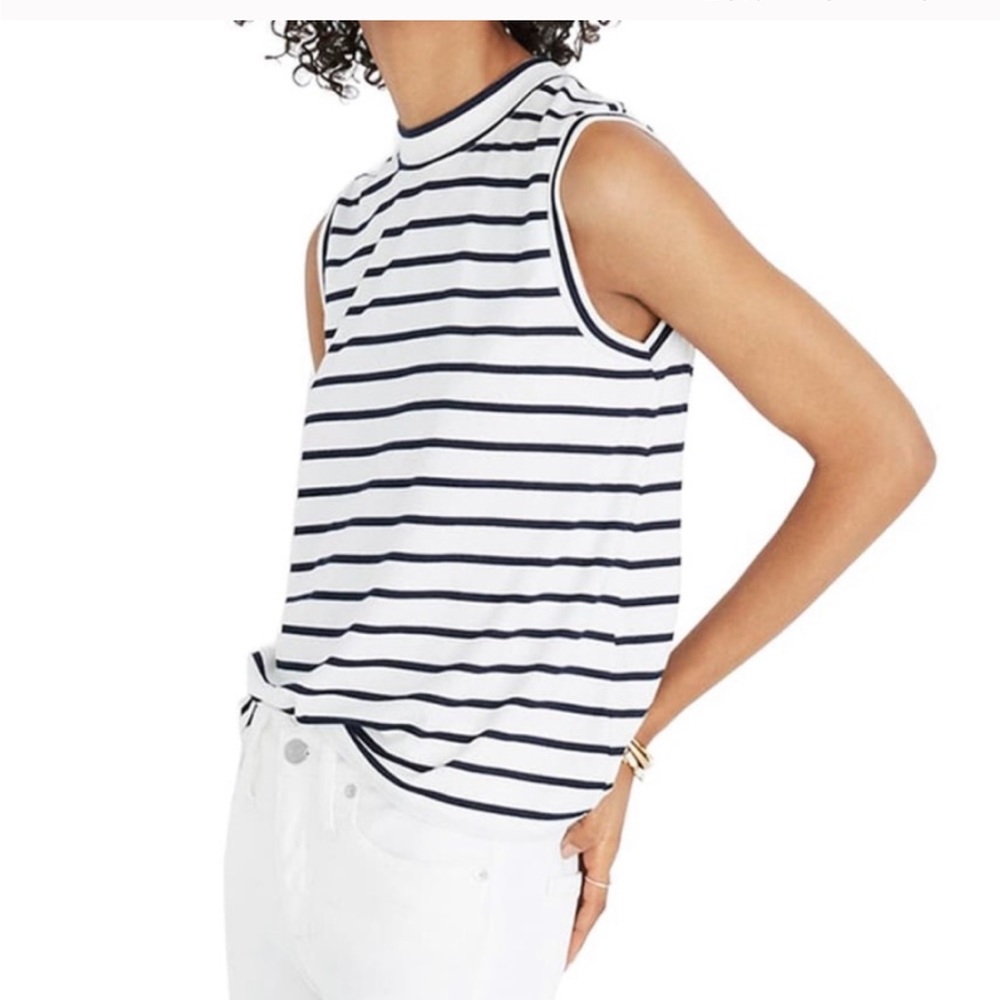 Madewell Stripes Blouse White and Blue